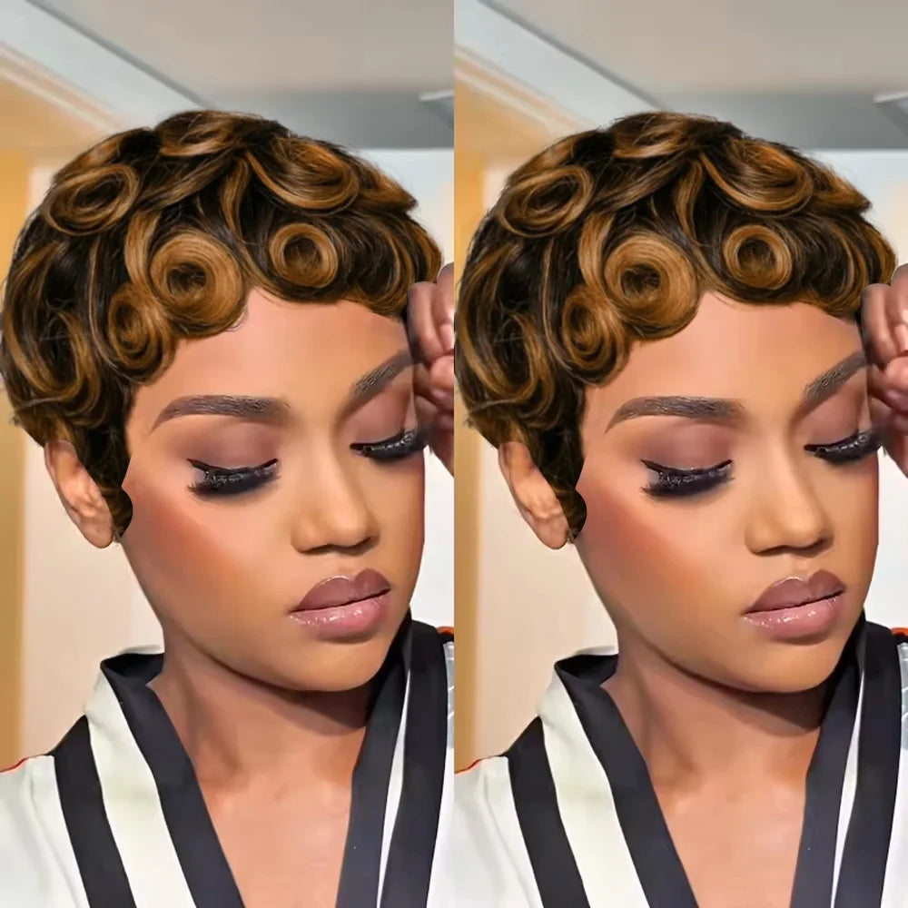 Short Wavy Pixie Cut Wig