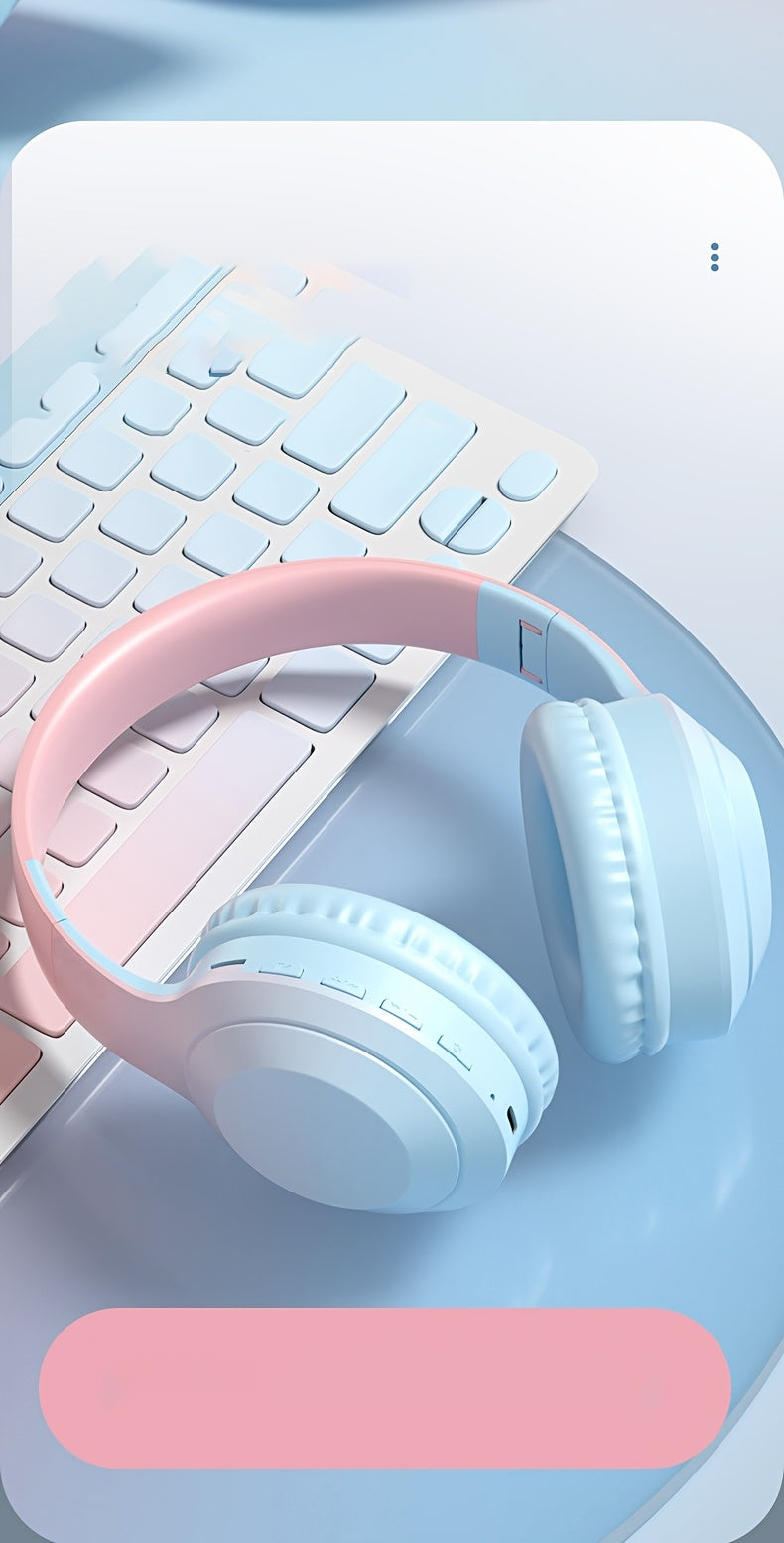 Fashion Matte Gradient Wireless Headphone, Foldable Bluetooth Headphones Over Ear, Wireless Headset for Gaming, Phones, Running & Outdoor Fitness