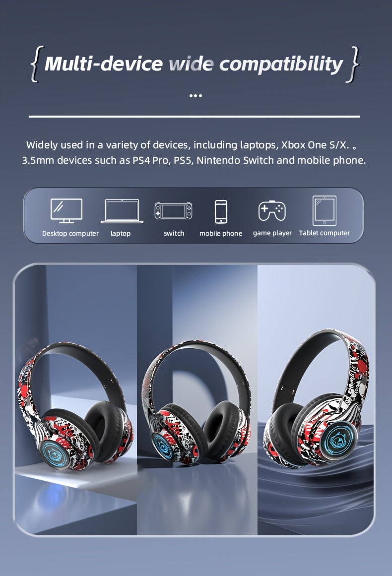 Popular wireless foldable earphones, suitable for tablets/phones/birthdays/Christmas/travel gifts. Head mounted wireless earphones and foldable earplugs