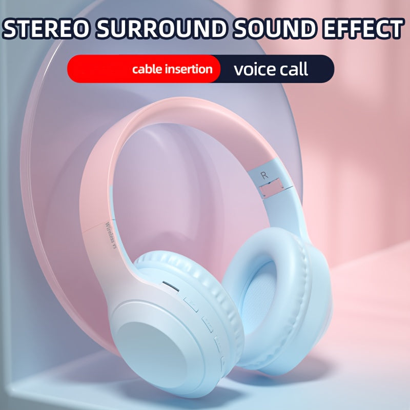 Fashion Matte Gradient Wireless Headphone, Foldable Bluetooth Headphones Over Ear, Wireless Headset for Gaming, Phones, Running & Outdoor Fitness