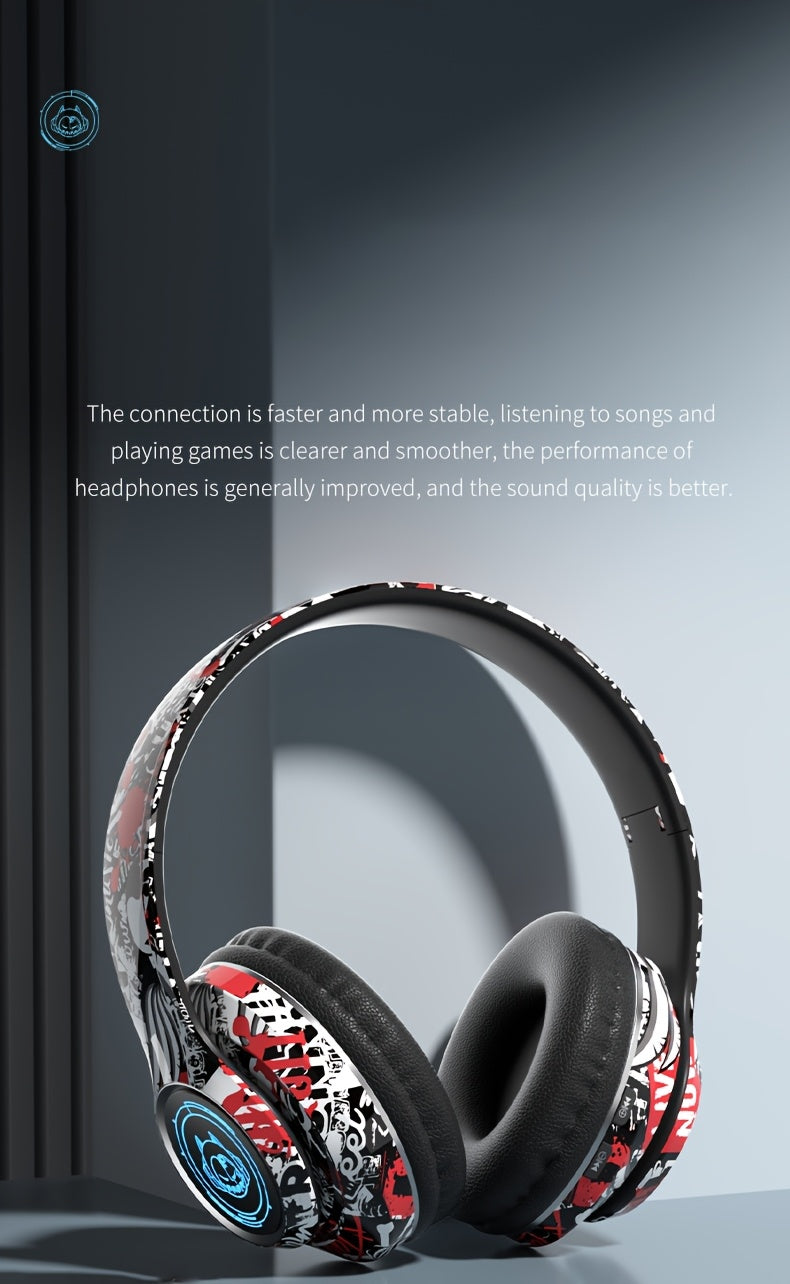 Popular wireless foldable earphones, suitable for tablets/phones/birthdays/Christmas/travel gifts. Head mounted wireless earphones and foldable earplugs