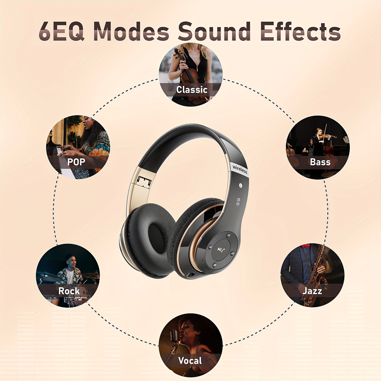 Wireless Headphone, Foldable Bluetooth Headphones Over Ear, Wired & Bluetooth Headset, Gaming, Computers, Gym & Sports