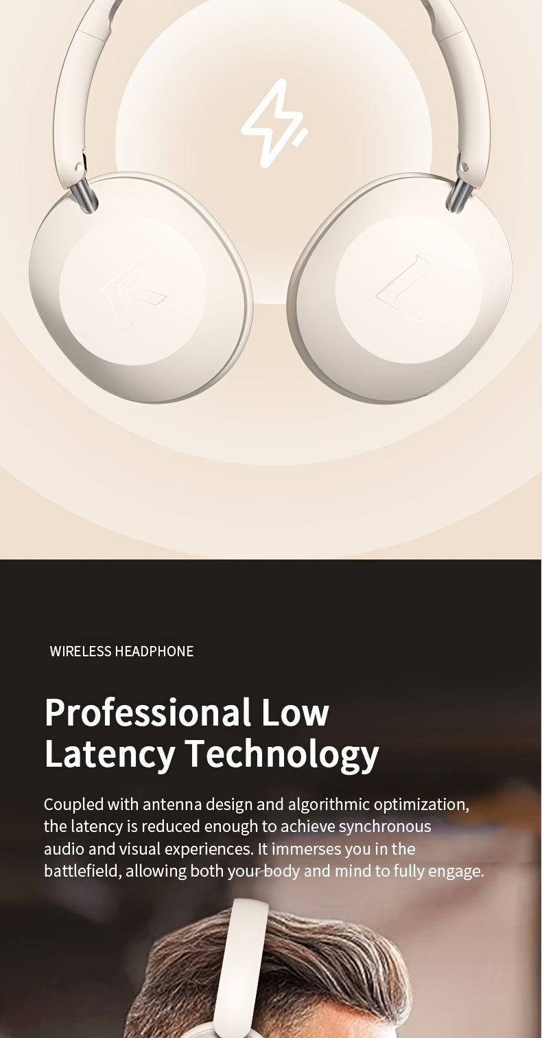 Wireless Headset | Pressure Relief Design, Bass Boost, Built-in Microphone, Telescopic and Rotatable Flat Design, Auxiliary TF Mode for Gaming and Sports Use, Office and Travel Compatible, Powerful Bass, gift for her, gift for him