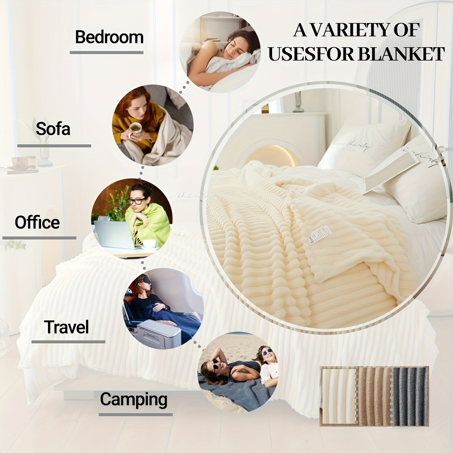 Luxurious ultra-soft blanket, solid color, warm and comfortable. This baby blanket is suitable for sofas, beds, offices and nurseries, and is an ideal gift for all seasons.