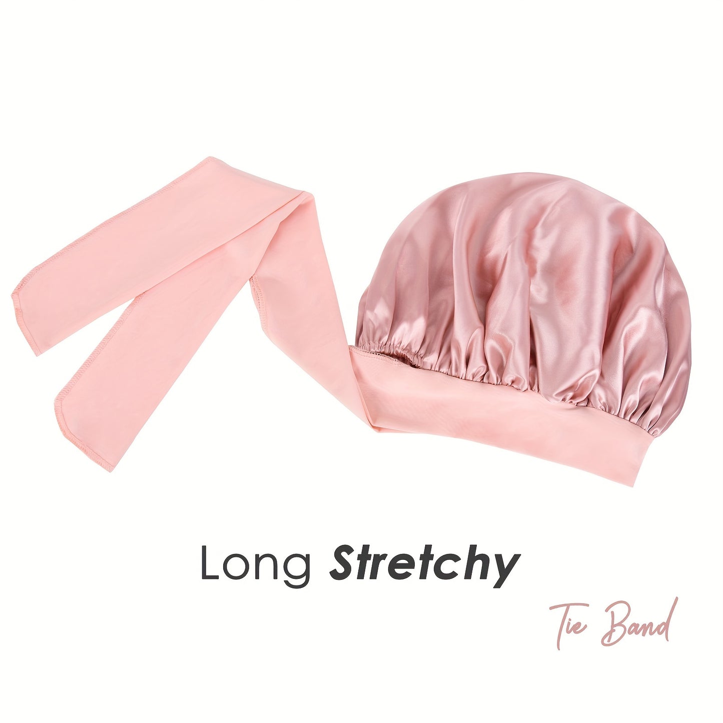Satin Bonnet, Silk Bonnet for Sleeping, Silk Sleep Cap, Double Layer Hair Bonnet Elastic Tie Band For Women, Curly Hair, Night Cap, Heatless Styling Tool for Women Silky Haircare