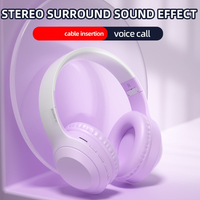 Fashion Matte Gradient Wireless Headphone, Foldable Bluetooth Headphones Over Ear, Wireless Headset for Gaming, Phones, Running & Outdoor Fitness