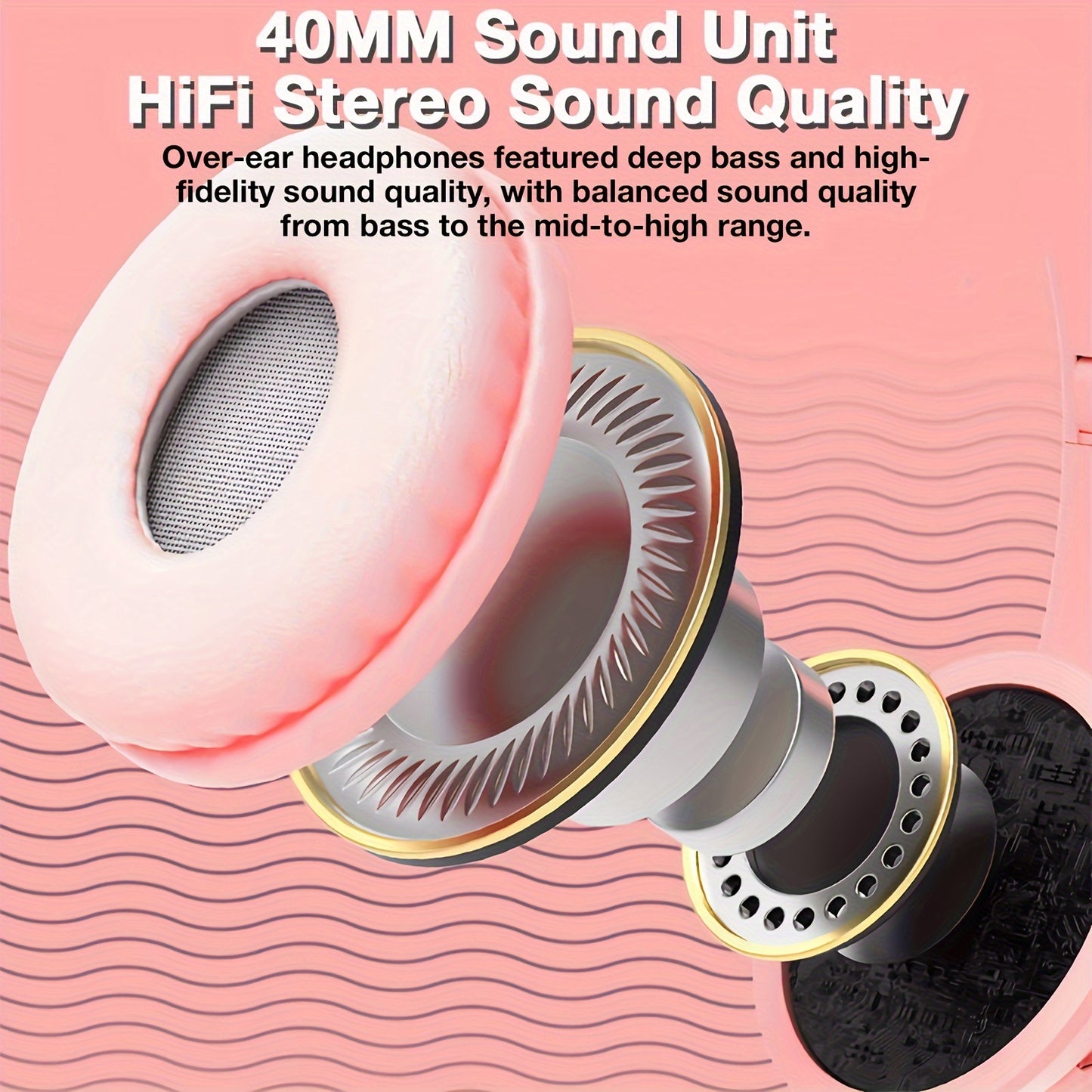 Wireless Over-Ear Headphones, 20H Playtime, Wireless 5.0, Noise Reduction, Comfortable Padded Ear Cups, Foldable Design for Travel & Home, Perfect Gift for Youngsters, Teens, Adults, Women