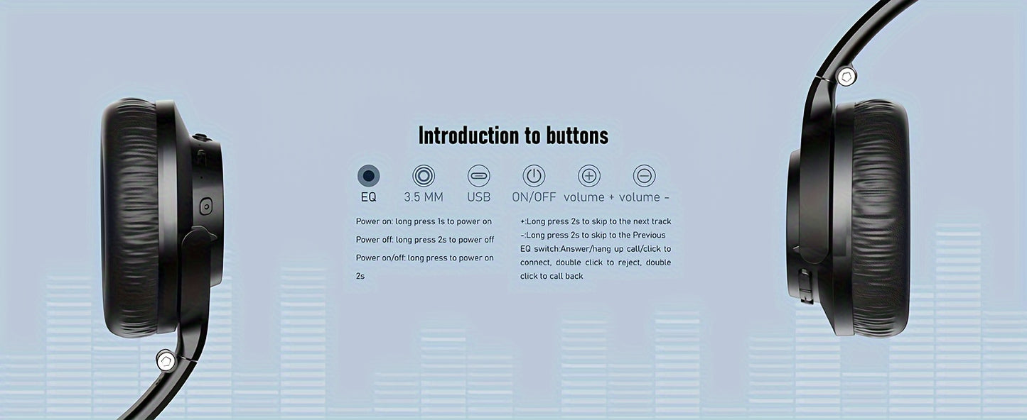 Over-Ear Wireless Headphones with Deep Bass, 50 Hours Playtime, HiFi Stereo, Foldable & Lightweight Design, Built-in Mic for Home, Office, and Travel, Home Audio Gear | Foldable Headset | Snug Earmuffs