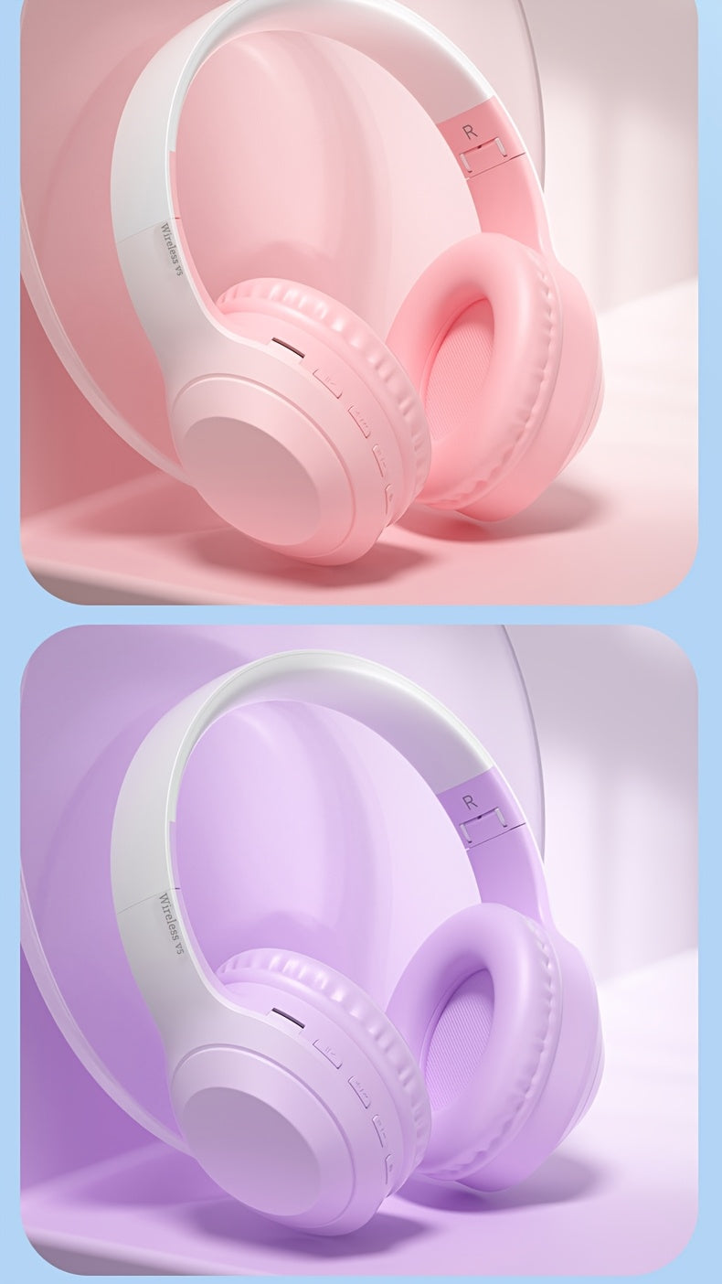 Fashion Matte Gradient Wireless Headphone, Foldable Bluetooth Headphones Over Ear, Wireless Headset for Gaming, Phones, Running & Outdoor Fitness