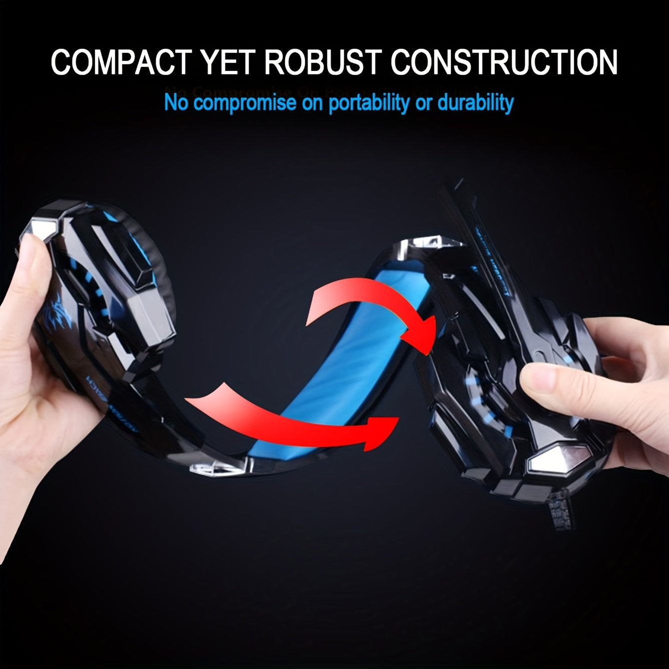 Over-Ear Gaming Headset with Noise-Canceling Mic, LED Lights & Soft Memory Foam Earmuffs - Surround Stereo Sound for PS5/PS4/Xbox One/Switch/PC Mac - Black & Blue Design, Gaming Headphones