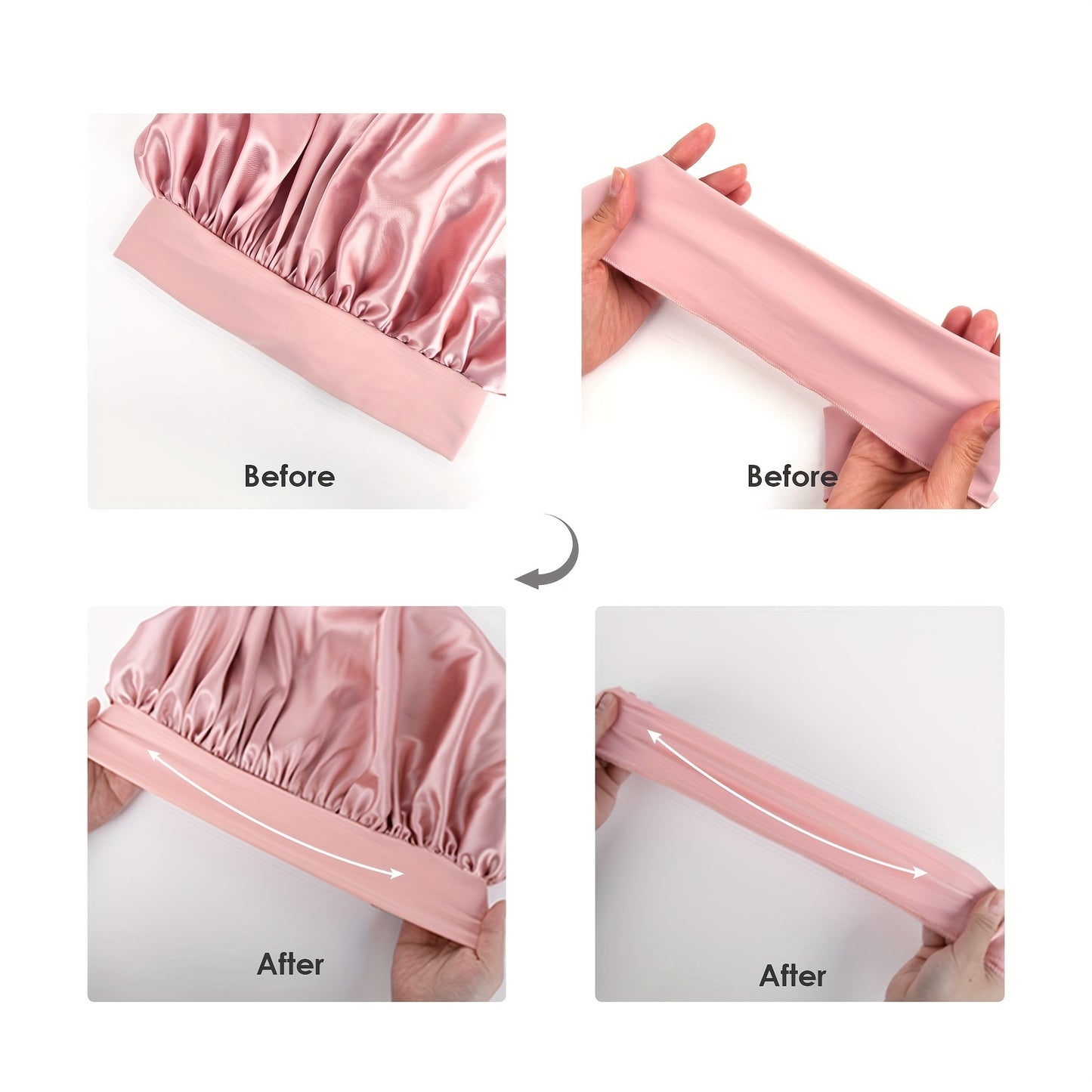 Satin Bonnet, Silk Bonnet for Sleeping, Silk Sleep Cap, Double Layer Hair Bonnet Elastic Tie Band For Women, Curly Hair, Night Cap, Heatless Styling Tool for Women Silky Haircare