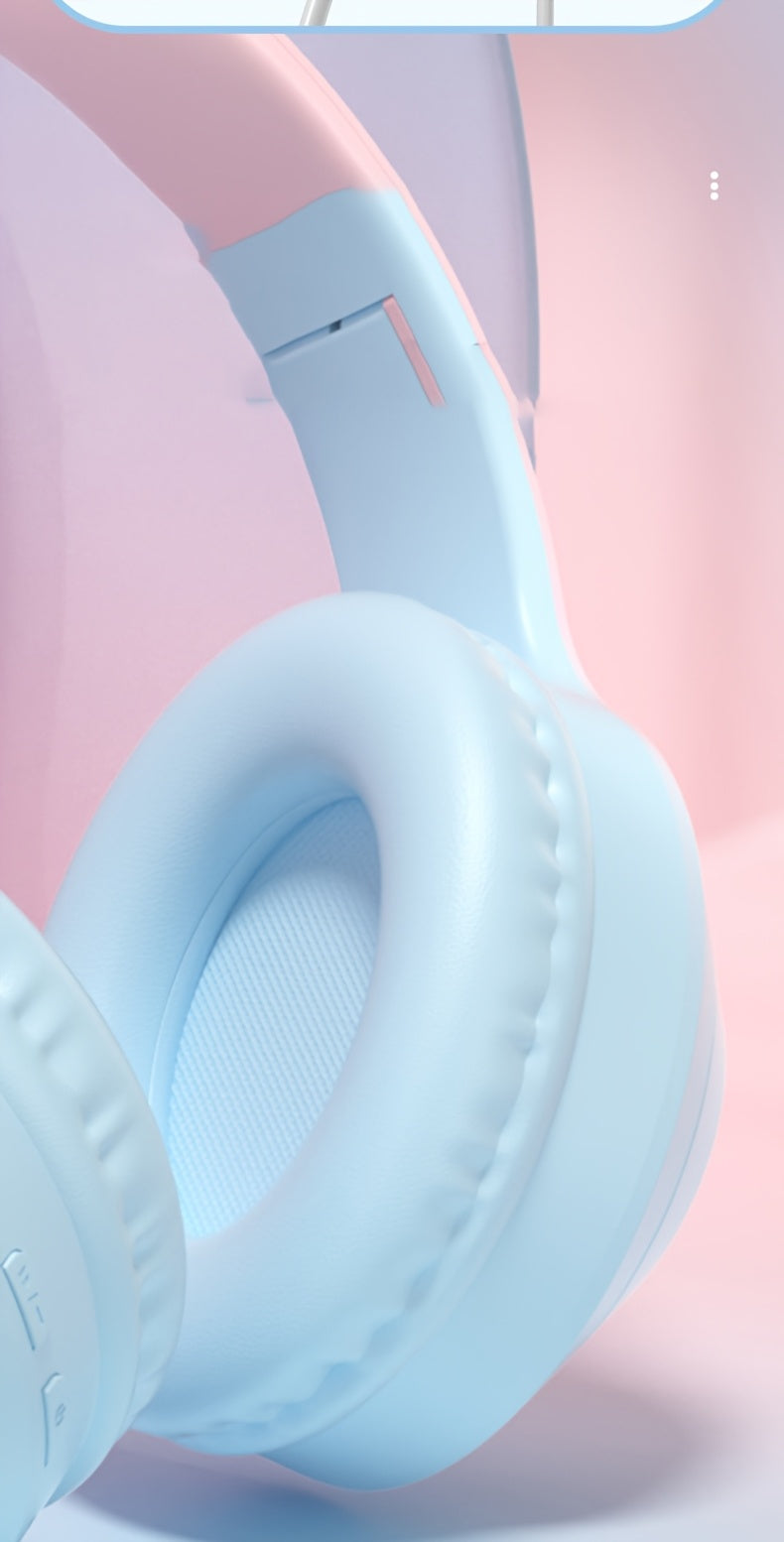 Fashion Matte Gradient Wireless Headphone, Foldable Bluetooth Headphones Over Ear, Wireless Headset for Gaming, Phones, Running & Outdoor Fitness