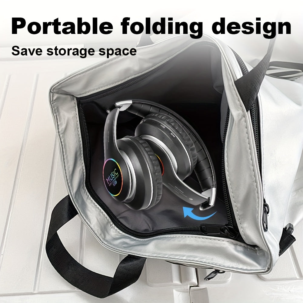 Wireless Noise Cancelling Headphones,Wireless Headphone, Foldable Bluetooth Headphones Over Ear, Wireless Headset for Gaming, Phones, Sports Training & Running