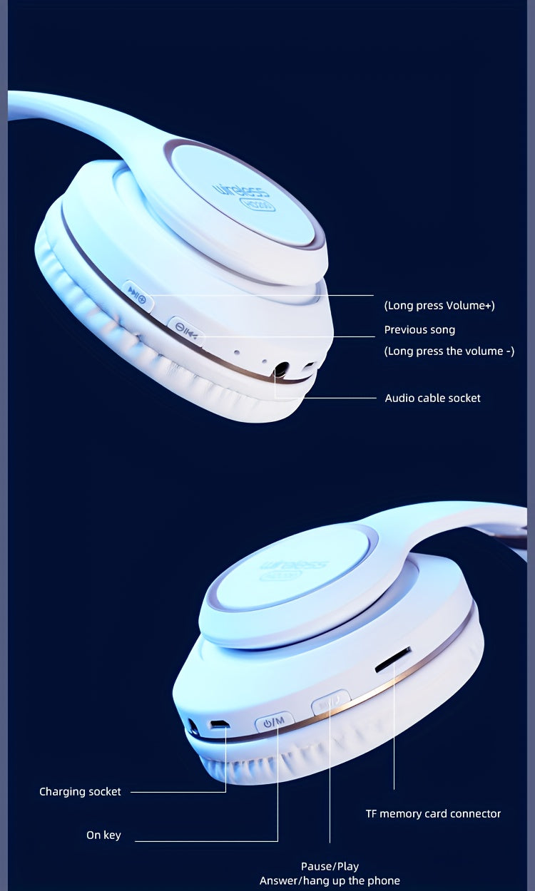 Wireless Headphones with Active Noise Cancellation | Long Battery Life, Foldable Design, Comfortable Sound Isolation for Gaming, Calls, and Music | USB-C Rechargeable, 200mAh Lithium Battery, Perfect Gift
