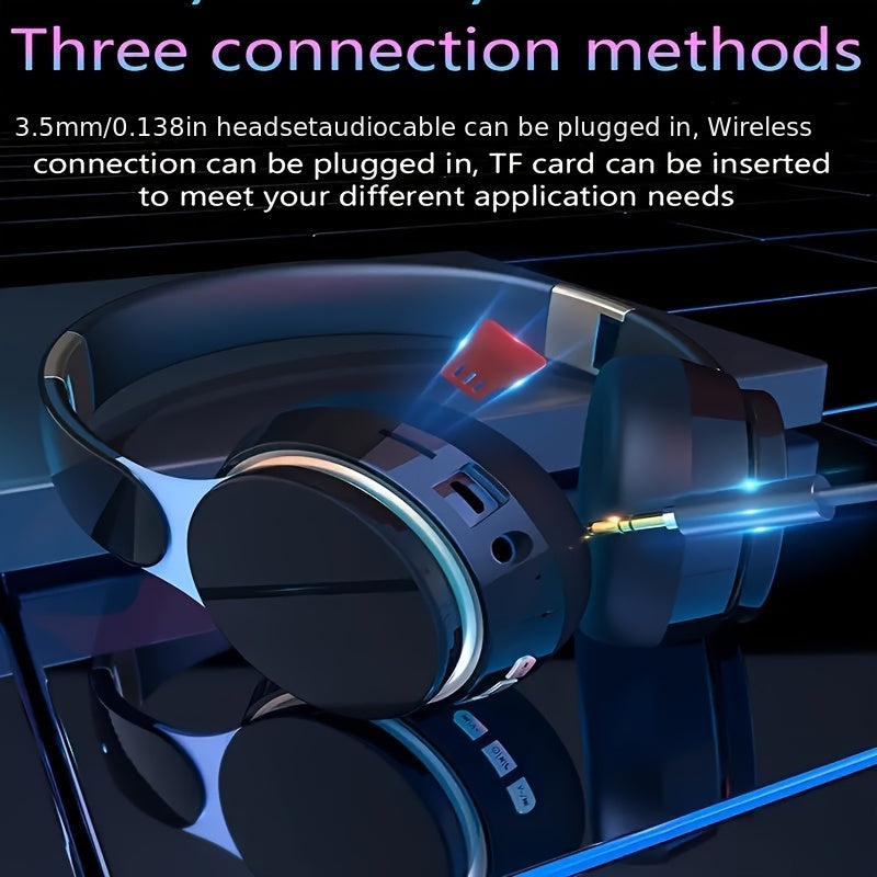 Wireless Over Ear Headphones, Portable Headphones, Foldable Headphones with Mic, FM Radio, 3.5mm AUX Cable, Soft-Earpads, Support TF Card Play for Travel Home Office Cellphone PC