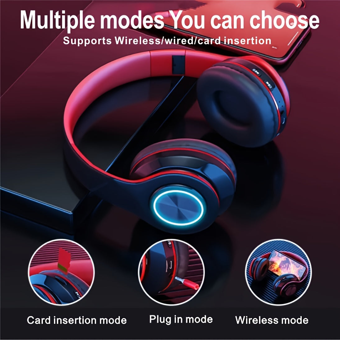 Wireless Headphone, Foldable Bluetooth Headphones Over Ear, Wireless Headset for Gaming, Phones, Computers, Electronics Audio Headphone Arrived before Christmas