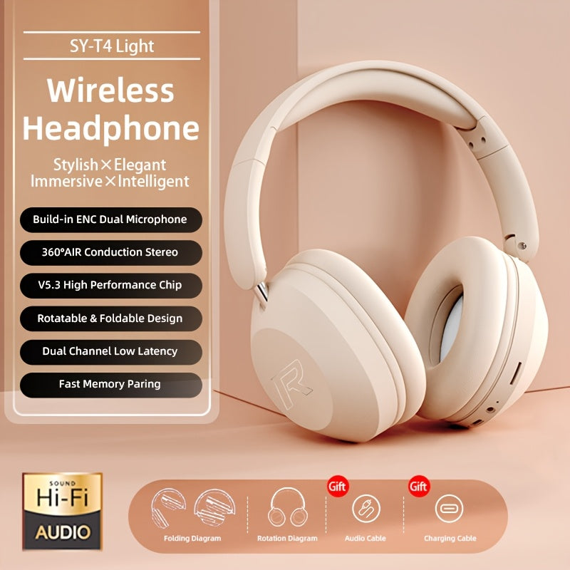 Wireless Headset | Pressure Relief Design, Bass Boost, Built-in Microphone, Telescopic and Rotatable Flat Design, Auxiliary TF Mode for Gaming and Sports Use, Office and Travel Compatible, Powerful Bass, gift for her, gift for him