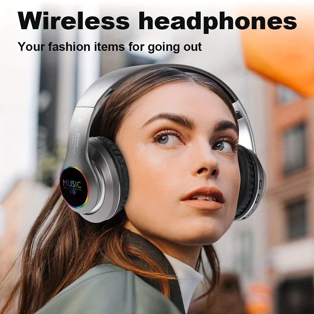 Wireless Noise Cancelling Headphones,Wireless Headphone, Foldable Bluetooth Headphones Over Ear, Wireless Headset for Gaming, Phones, Sports Training & Running