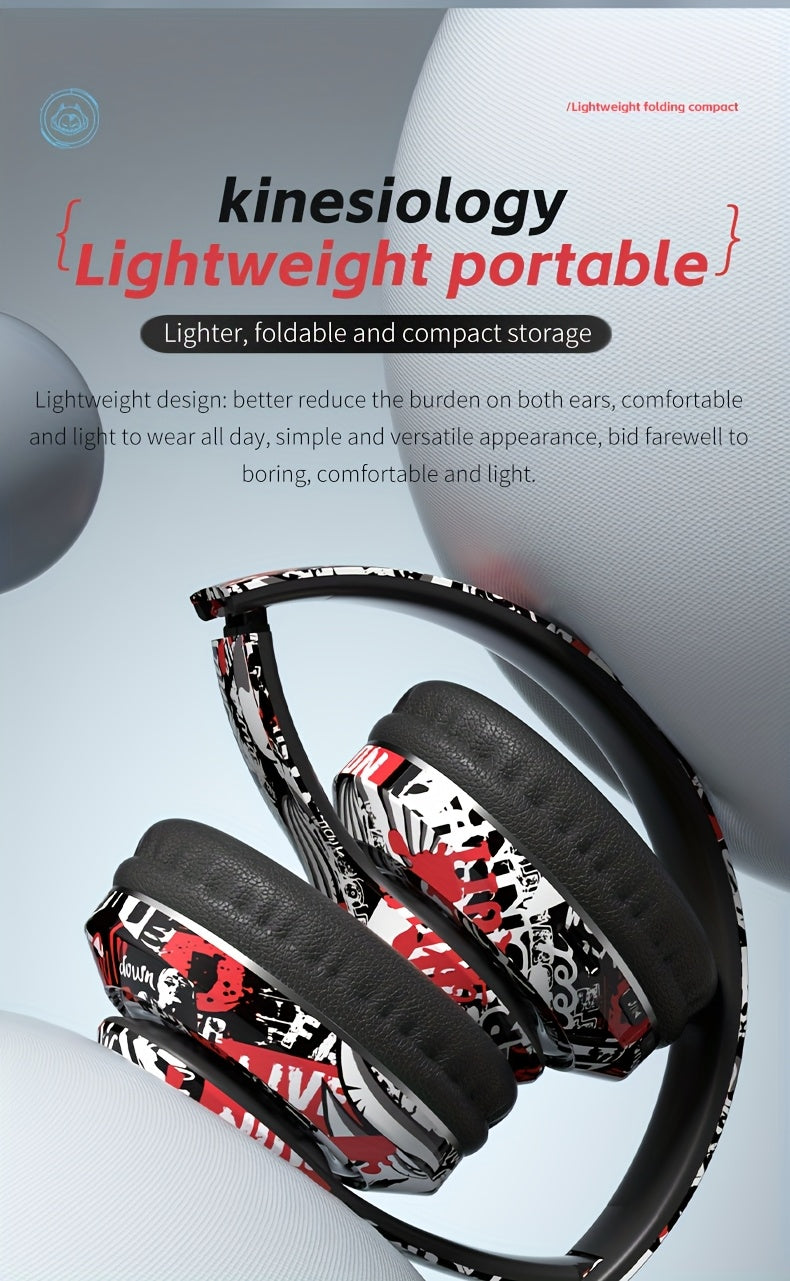 Popular wireless foldable earphones, suitable for tablets/phones/birthdays/Christmas/travel gifts. Head mounted wireless earphones and foldable earplugs