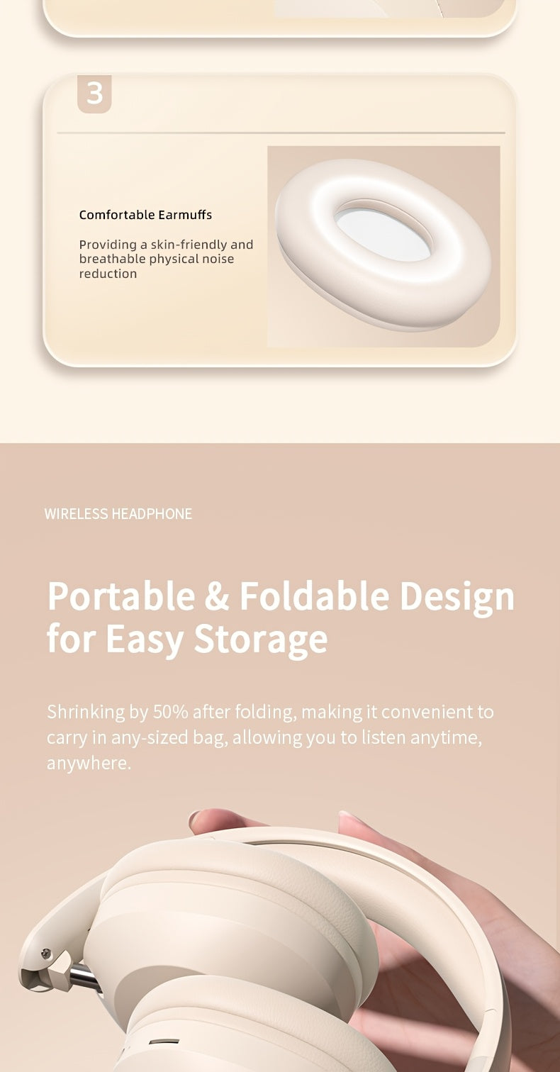 Wireless Headset | Pressure Relief Design, Bass Boost, Built-in Microphone, Telescopic and Rotatable Flat Design, Auxiliary TF Mode for Gaming and Sports Use, Office and Travel Compatible, Powerful Bass, gift for her, gift for him