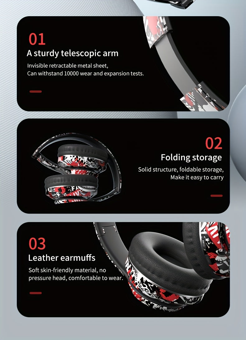 Popular wireless foldable earphones, suitable for tablets/phones/birthdays/Christmas/travel gifts. Head mounted wireless earphones and foldable earplugs