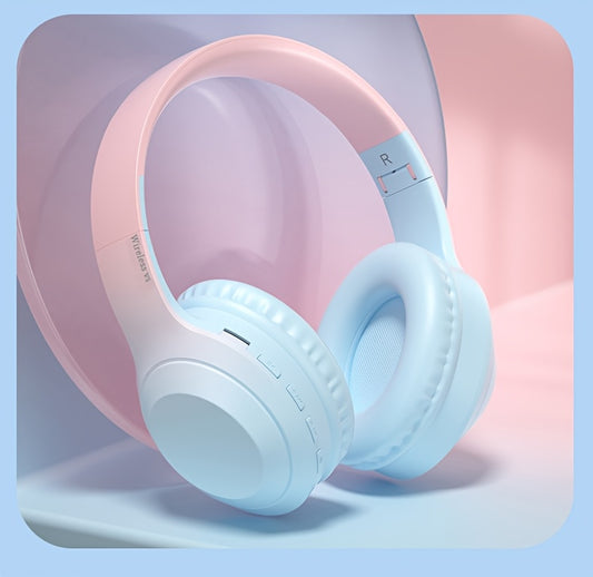 Fashion Matte Gradient Wireless Headphone, Foldable Bluetooth Headphones Over Ear, Wireless Headset for Gaming, Phones, Running & Outdoor Fitness