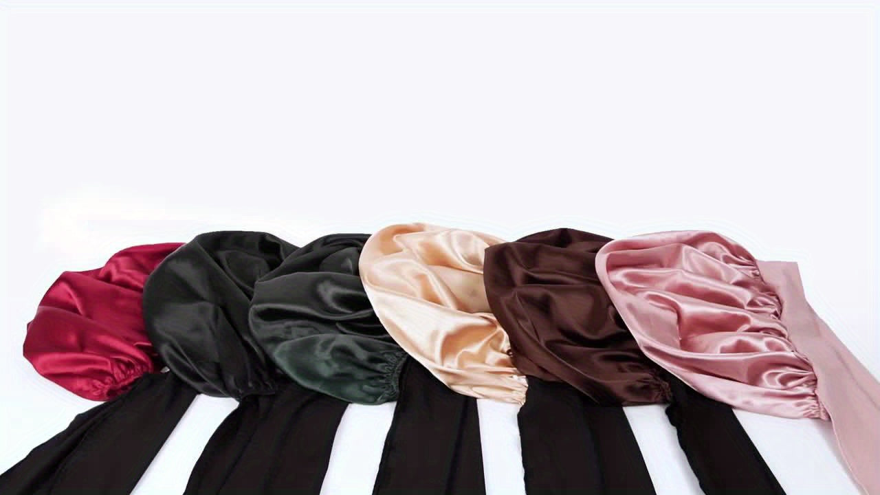 Satin Bonnet, Silk Bonnet for Sleeping, Silk Sleep Cap, Double Layer Hair Bonnet Elastic Tie Band For Women, Curly Hair, Night Cap, Heatless Styling Tool for Women Silky Haircare