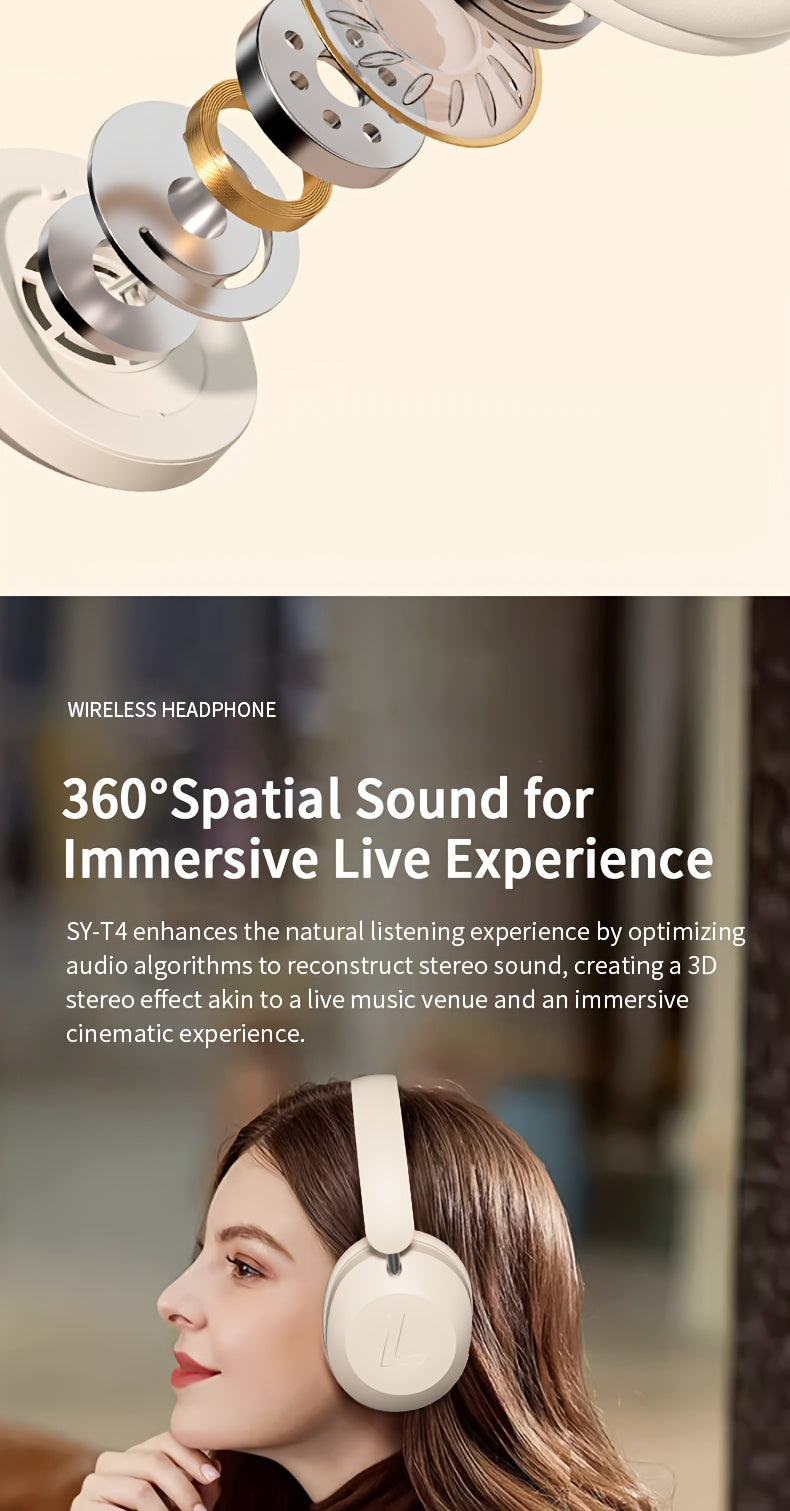 Wireless Headset | Pressure Relief Design, Bass Boost, Built-in Microphone, Telescopic and Rotatable Flat Design, Auxiliary TF Mode for Gaming and Sports Use, Office and Travel Compatible, Powerful Bass, gift for her, gift for him