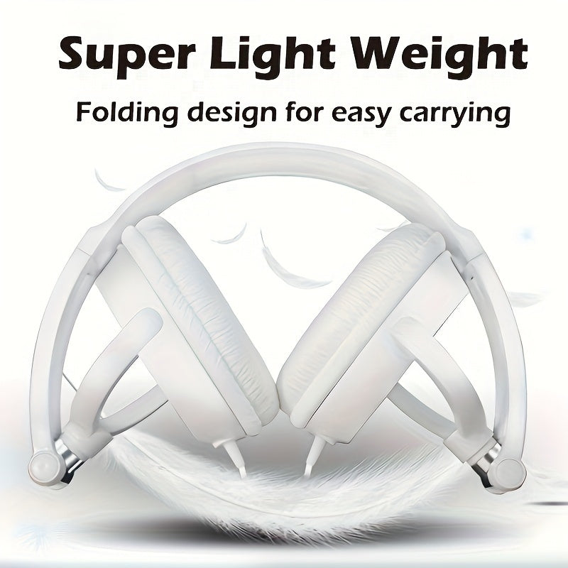 Wired Headphone, Foldable Bluetooth Headphones Over Ear, Wired Headset with microphone for Gaming, Computers, Office Productivity & Calls