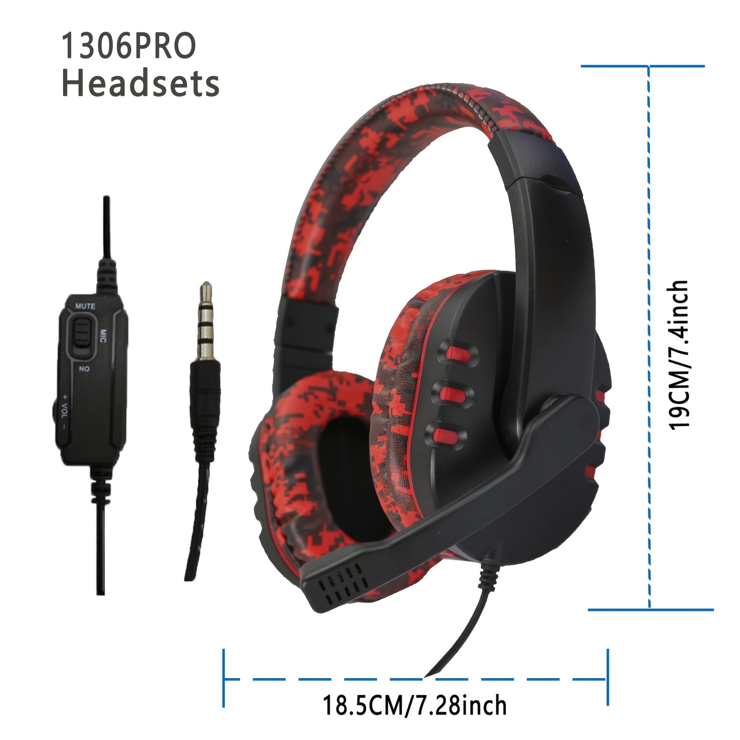 Camo & Black Gaming Headset with Microphone - Stereo Over-Ear Earphones, Volume Control Buttons, 3.5mm Plug, Plastic Material, Noise-Isolating Design, Ideal for PC, PS5, Xbox, Nintendo, and Mac, Gaming Headset | Camouflage He