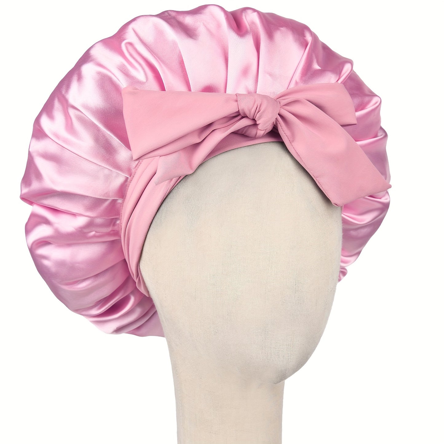 Satin Bonnet, Silk Bonnet for Sleeping, Silk Sleep Cap, Double Layer Hair Bonnet Elastic Tie Band For Women, Curly Hair, Night Cap, Heatless Styling Tool for Women Silky Haircare