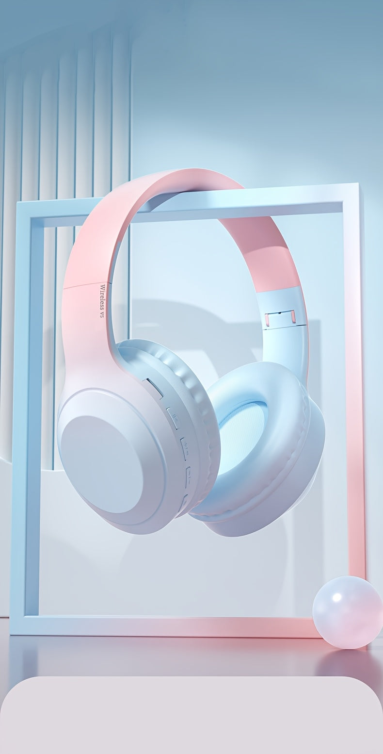 Fashion Matte Gradient Wireless Headphone, Foldable Bluetooth Headphones Over Ear, Wireless Headset for Gaming, Phones, Running & Outdoor Fitness