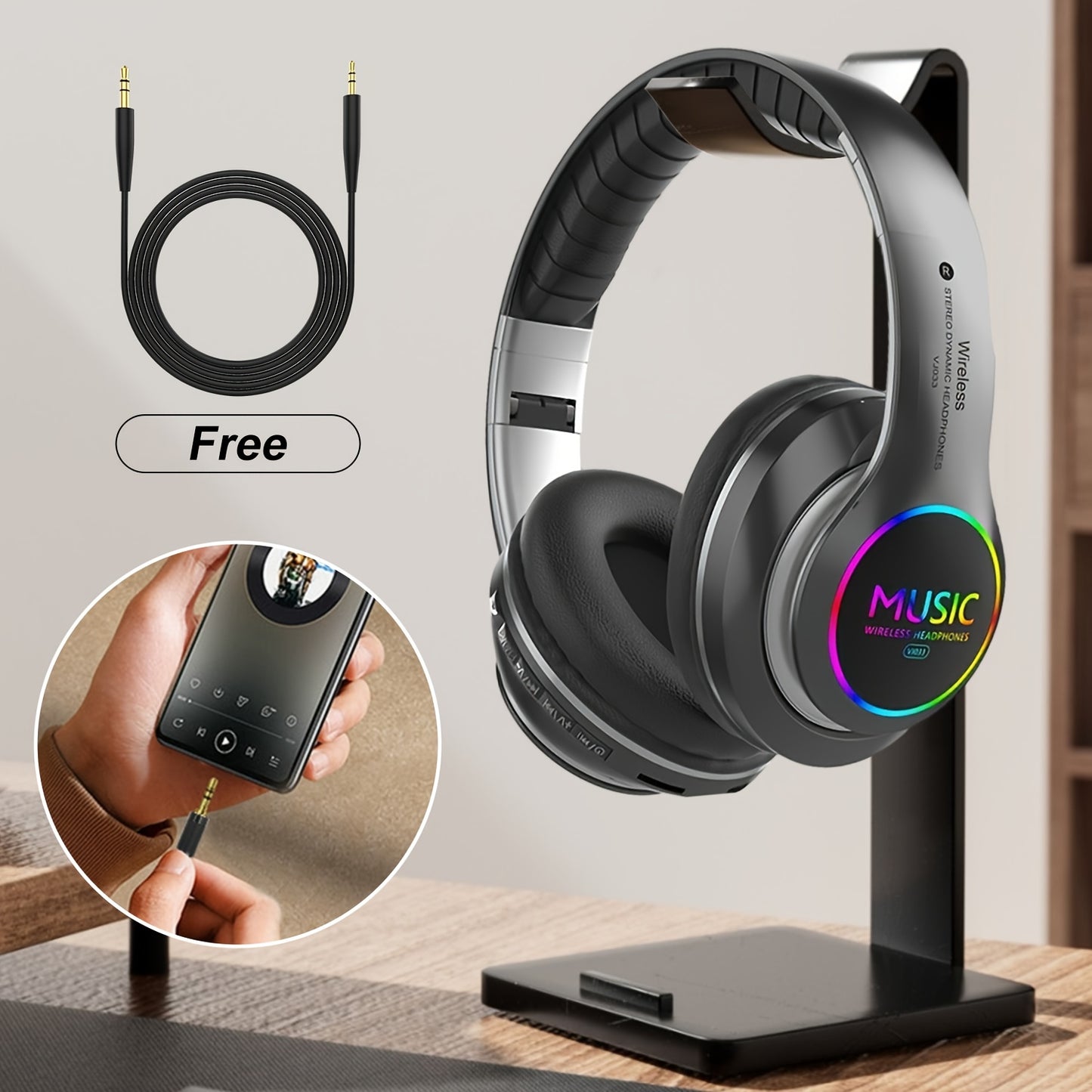 Wireless Noise Cancelling Headphones,Wireless Headphone, Foldable Bluetooth Headphones Over Ear, Wireless Headset for Gaming, Phones, Sports Training & Running