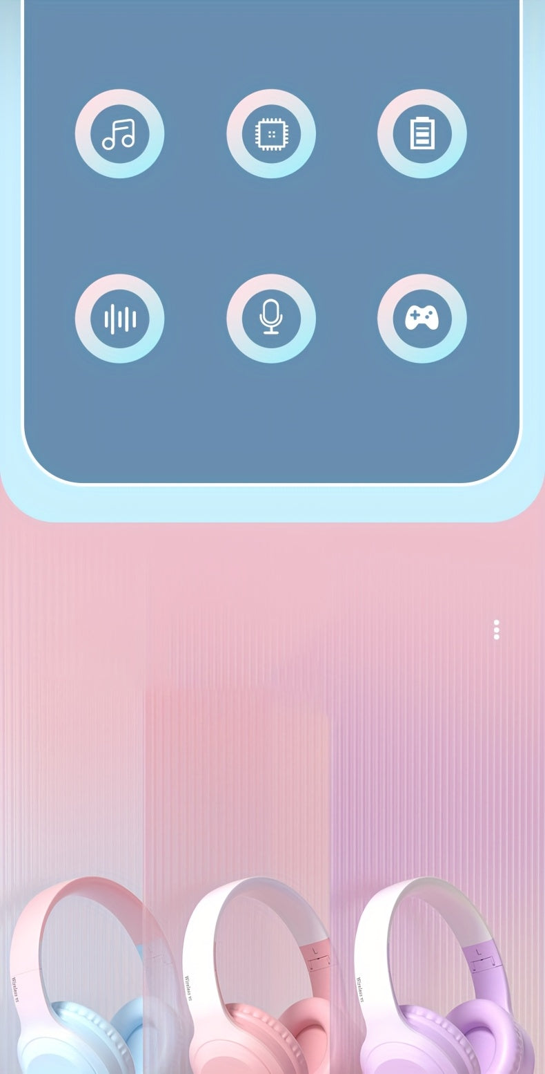 Fashion Matte Gradient Wireless Headphone, Foldable Bluetooth Headphones Over Ear, Wireless Headset for Gaming, Phones, Running & Outdoor Fitness