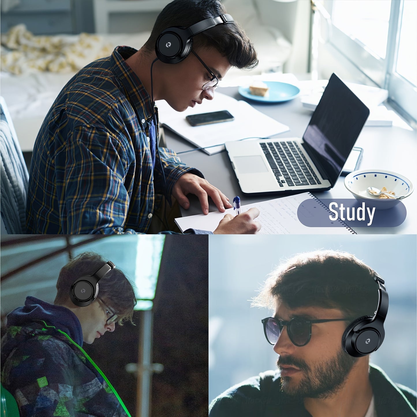 Over-Ear Wireless Headphones with Deep Bass, 50 Hours Playtime, HiFi Stereo, Foldable & Lightweight Design, Built-in Mic for Home, Office, and Travel, Home Audio Gear | Foldable Headset | Snug Earmuffs