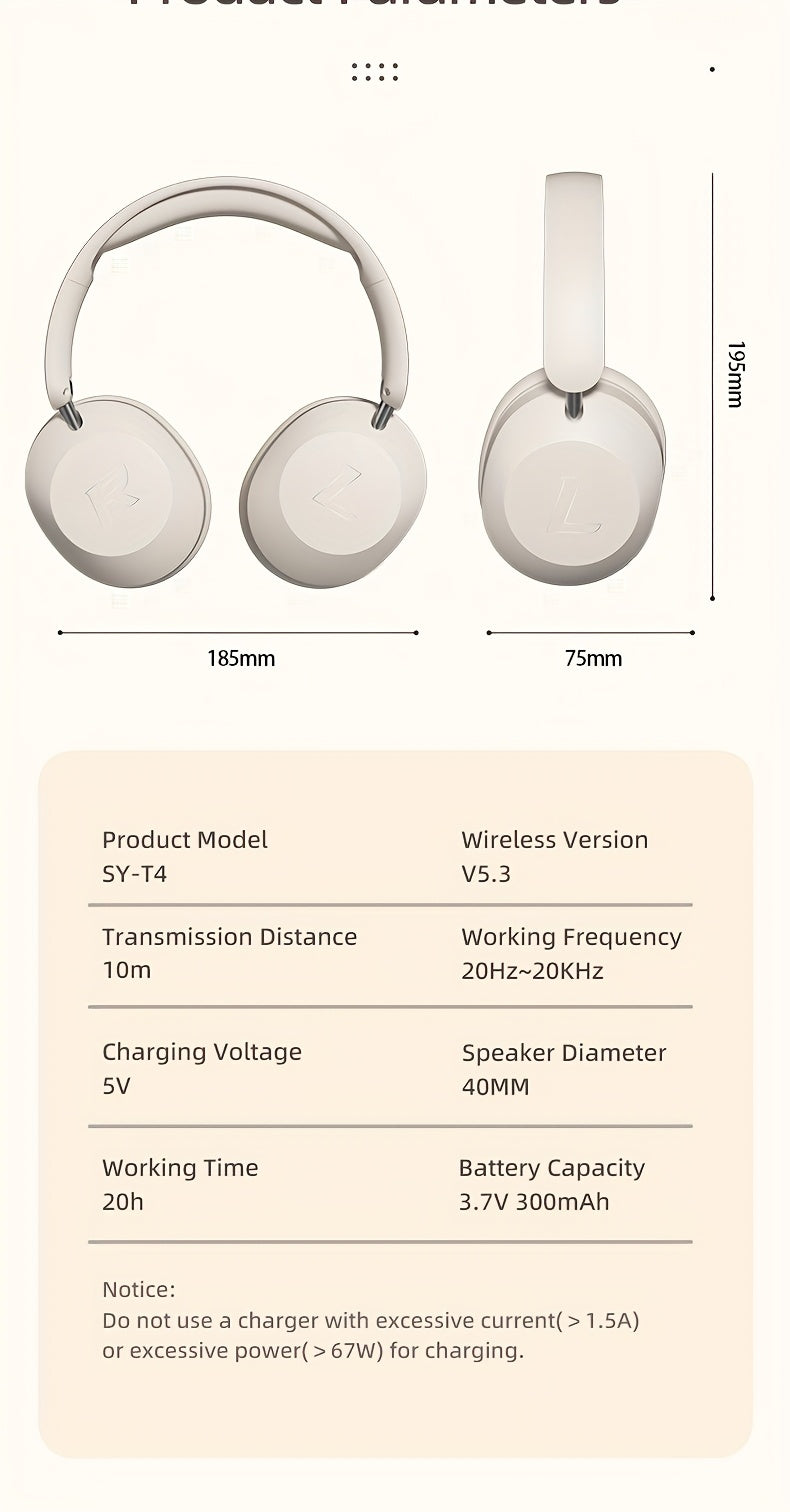 Wireless Headset | Pressure Relief Design, Bass Boost, Built-in Microphone, Telescopic and Rotatable Flat Design, Auxiliary TF Mode for Gaming and Sports Use, Office and Travel Compatible, Powerful Bass, gift for her, gift for him