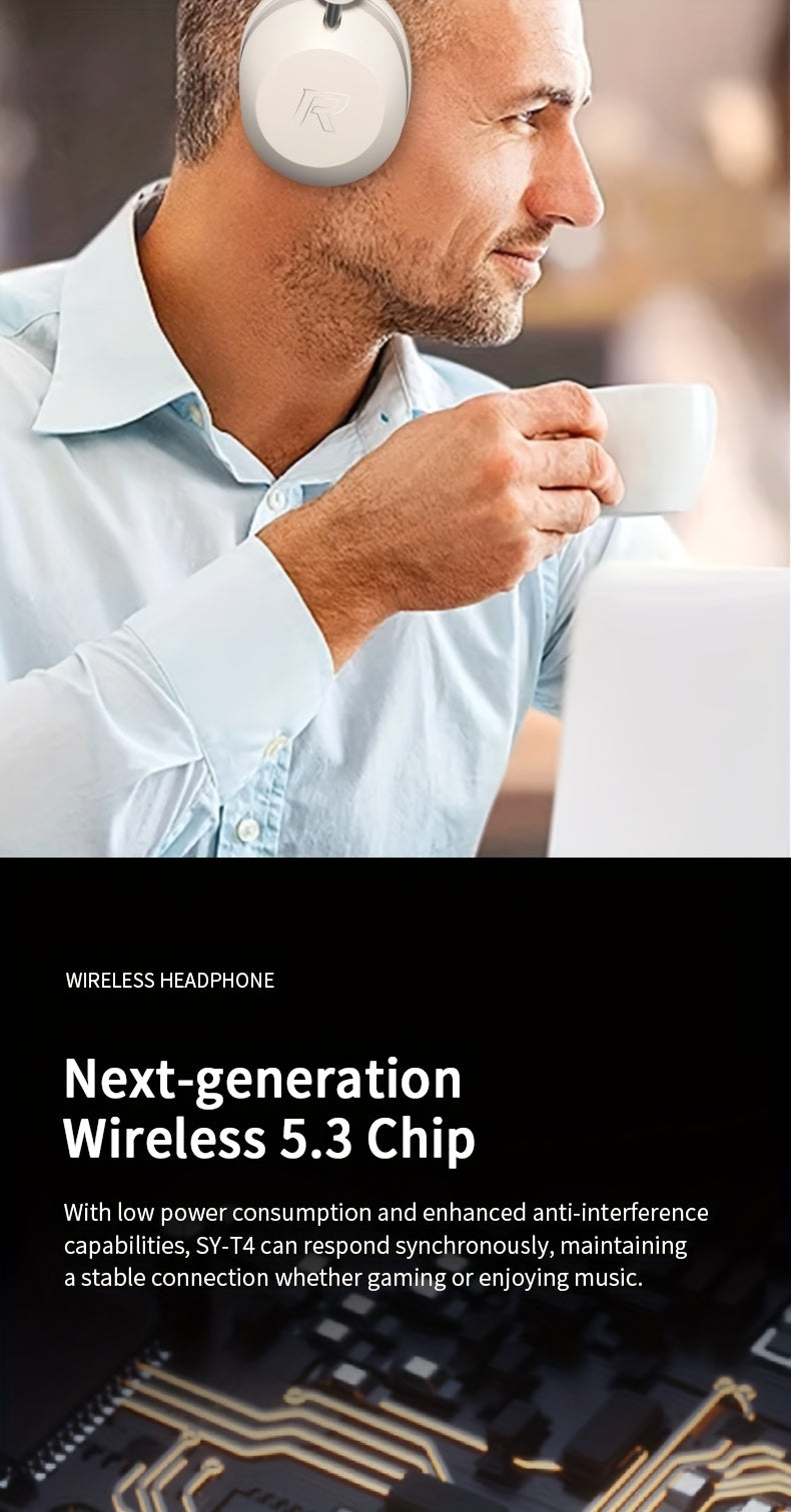 Wireless Headset | Pressure Relief Design, Bass Boost, Built-in Microphone, Telescopic and Rotatable Flat Design, Auxiliary TF Mode for Gaming and Sports Use, Office and Travel Compatible, Powerful Bass, gift for her, gift for him