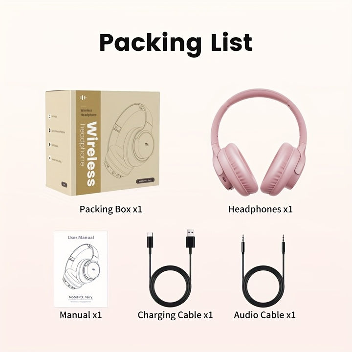 Wireless Over-Ear Headphones, 5.4 Wireless, HD Sound, ENC Noise Cancelling, Deep Bass, Extra Long Battery Life, Soft Earmuffs, Portable & Adjustable Design for Outdoor Sports, Commuting, Tablet Compatible, Immersive Audio gift, christmas,New year, Fall