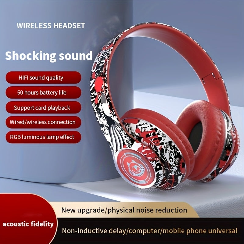 Popular wireless foldable earphones, suitable for tablets/phones/birthdays/Christmas/travel gifts. Head mounted wireless earphones and foldable earplugs