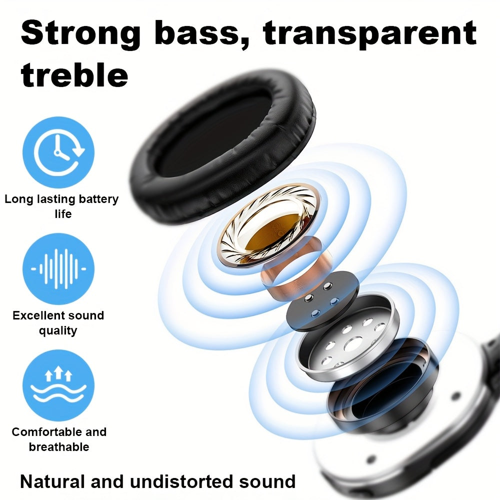 Wireless Noise Cancelling Headphones,Wireless Headphone, Foldable Bluetooth Headphones Over Ear, Wireless Headset for Gaming, Phones, Sports Training & Running