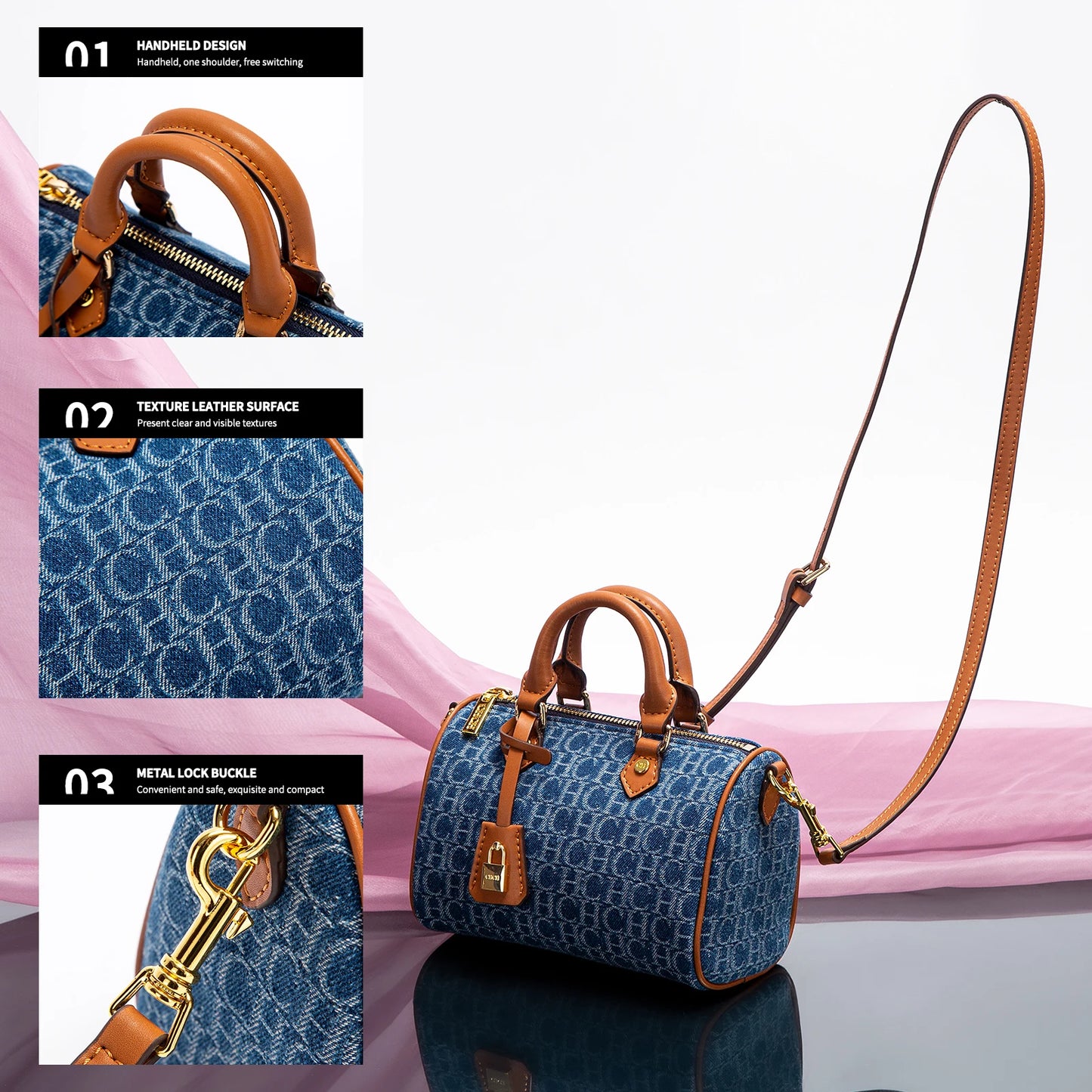 The Rivière — Denim-Spliced Saddle Pillow Bag