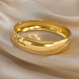 Glossy Gold Plated Stainless Steel Bracelet for Women Men Fashion 10 15 30mm Size Chunky Smooth Cuff Bangles Waterproof Jewelry