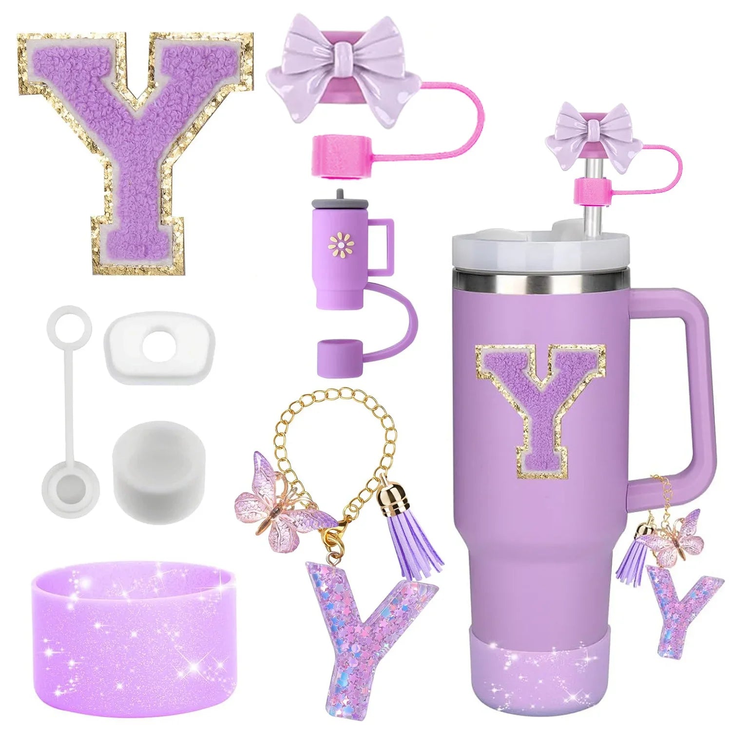 PURPLE TUMBLER ACCESSORY SET | 8 PIECES