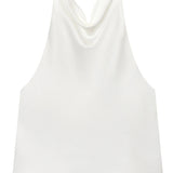 Halter Satin Backless Tank Top