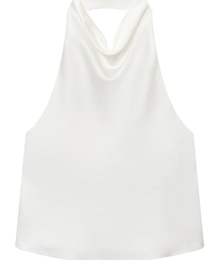 Halter Satin Backless Tank Top