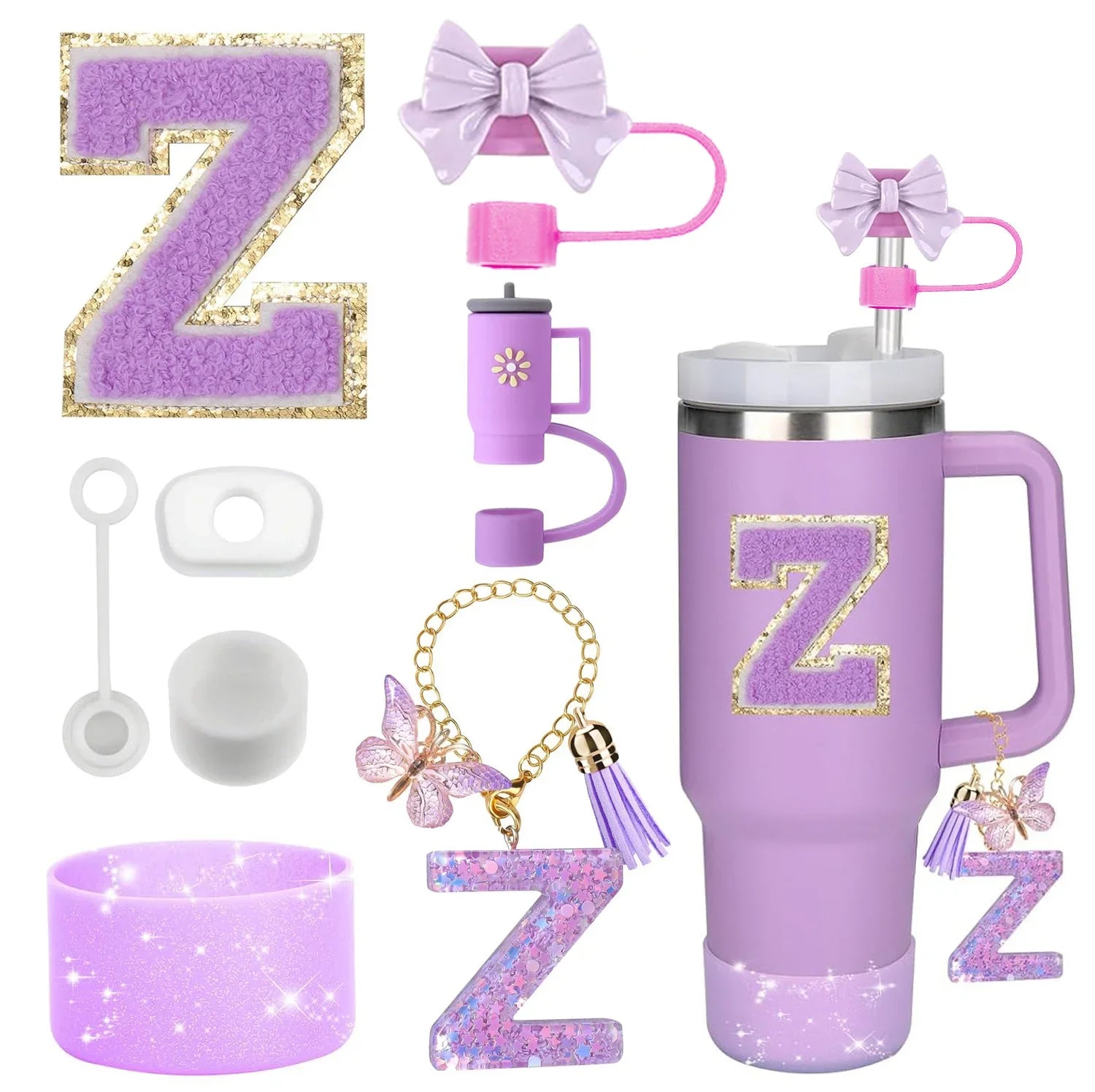 PURPLE TUMBLER ACCESSORY SET | 8 PIECES