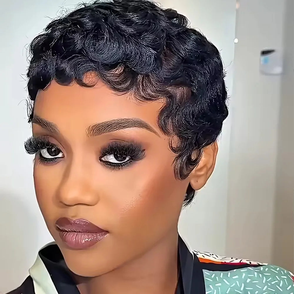 Short Wavy Pixie Cut Wig