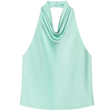 Halter Satin Backless Tank Top