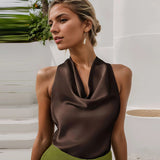 Halter Satin Backless Tank Top