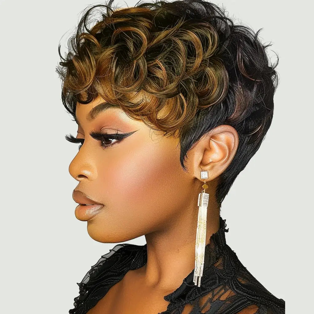 Short Curly Layered Elf Cut Wig